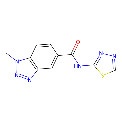 1-methyl-N-1,3,4-thiadiazol-2-yl-1H-1,2,3-benzotriazole-5-carboxamide structure