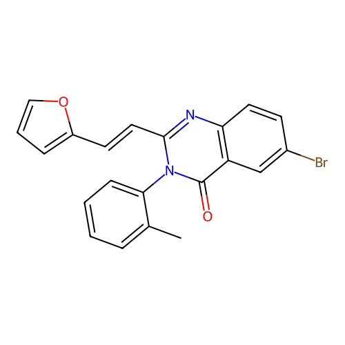 6-bromo-2-[(E)-2-(furan-2-yl)ethenyl]-3-(2-methylphenyl)quinazolin-4-one structure