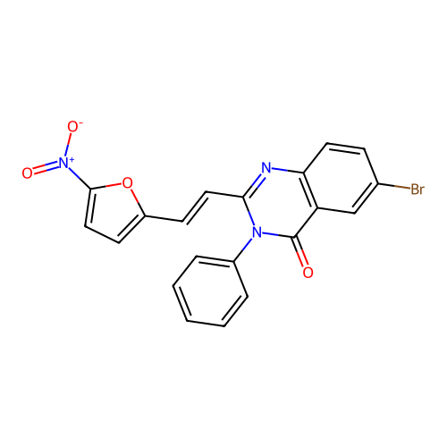 6-bromo-2-[(E)-2-(5-nitrofuran-2-yl)ethenyl]-3-phenylquinazolin-4-one structure