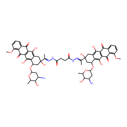 Butanedioic acid, bis[[1-[4-[(3-amino-2,3,6-trideoxy-.alpha.-L-lyxo-hexopyranosyl)oxy]-1,2,3,4,6,11-hexahydro-2,5,12-trihydroxy-7-methoxy-6,11-dioxo-2-naphthacenylethylidene]hydrazide], dihydrochloride, (2S-(2.alpha.(2R*,4R*),4.alpha.))- structure