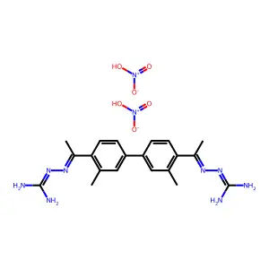 1,1'-((3,3'-Dimethyl-4,4'-biphenylylene(ethylidynenitrilo)))diguanidine dinitrate structure