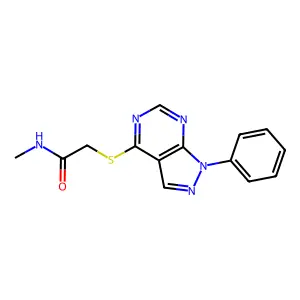 N-methyl-2-(1-phenylpyrazolo[3,4-d]pyrimidin-4-yl)sulfanylacetamide structure