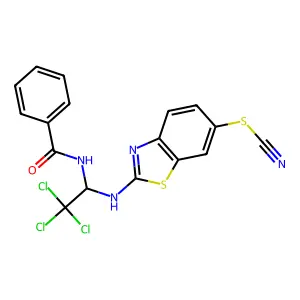 [2-[(1-Benzamido-2,2,2-trichloroethyl)amino]-1,3-benzothiazol-6-yl] thiocyanate structure
