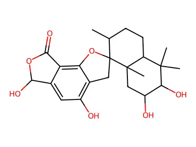 Spiro(benzo(2,1-b:3,4-c')difuran-2(8H),1'(2'H)-naphthalen)-8-one, (3,3',4',4'a,5',6,6',7',8',8'a-decahydro-4,6,6',7'-tetrahydroxy-2',5',5',8'a-tetramethyl- structure