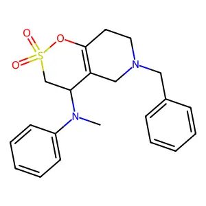 6-benzyl-N-methyl-2,2-dioxo-N-phenyl-4,5,7,8-tetrahydro-3H-oxathiino[5,6-c]pyridin-4-amine structure