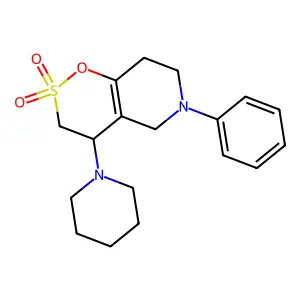 6-phenyl-4-piperidin-1-yl-4,5,7,8-tetrahydro-3H-oxathiino[5,6-c]pyridine 2,2-dioxide structure