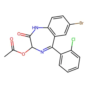 7-Bromo-5-(2-chlorophenyl)-2-oxo-2,3-dihydro-1H-1,4-benzodiazepin-3-yl acetate structure