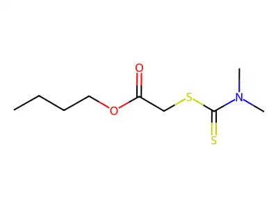 Butyl (((dimethylamino)thioxomethyl)thio)acetate structure