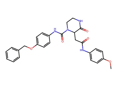 N-(4-(Benzyloxy)phenyl)-2-(2-((4-methoxyphenyl)amino)-2-oxoethyl)-3-oxopiperazine-1-carboxamide structure