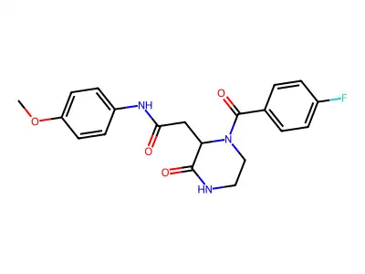 2-(1-(4-fluorobenzoyl)-3-oxopiperazin-2-yl)-N-(4-methoxyphenyl)acetamide structure