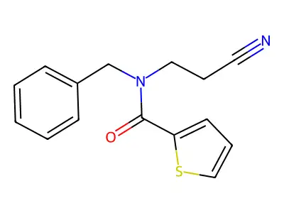 N-benzyl-N-(2-cyanoethyl)-2-thiophenecarboxamide structure
