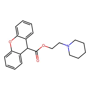 2-piperidin-1-ylethyl 9H-xanthene-9-carboxylate structure