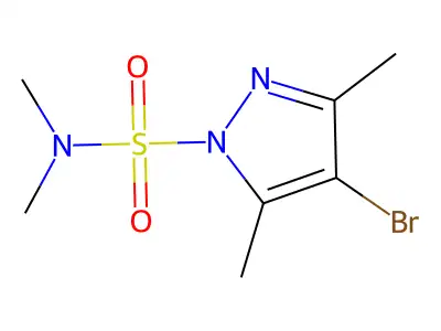 4-bromo-N,N,3,5-tetramethyl-1H-pyrazole-1-sulfonamide structure