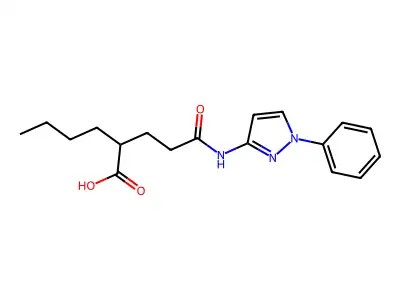 2-[3-Oxo-3-[(1-phenylpyrazol-3-yl)amino]propyl]hexanoic acid structure