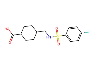 (1R,4R)-4-[(4-Fluorobenzenesulfonamido)methyl]cyclohexane-1-carboxylic acid structure