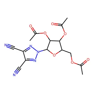 [3,4-Diacetyloxy-5-(4,5-dicyanotriazol-2-yl)oxolan-2-yl]methyl acetate structure