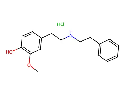 Phenol, 2-methoxy-4-(2-(phenethylamino)ethyl)-, hydrochloride structure