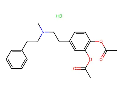 Pyrocatechol, 4-(2-(N-methylphenethylamino)ethyl)-, diacetate, hydrochloride structure