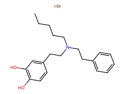 Pyrocatechol, 4-(2-(N-pentylphenethylamino)ethyl)-, hydrobromide structure