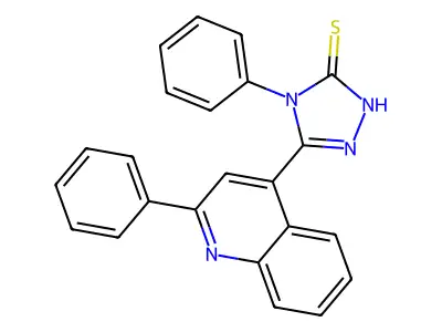 4-phenyl-5-(2-phenylquinolin-4-yl)-4H-1,2,4-triazole-3-thiol structure