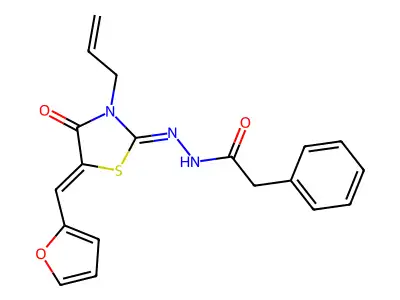 N'-{5-[(Furan-2-yl)methylidene]-4-oxo-3-(prop-2-en-1-yl)-1,3-thiazolidin-2-ylidene}-2-phenylacetohydrazide structure