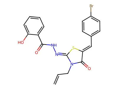 N'-{5-[(4-Bromophenyl)methylidene]-4-oxo-3-(prop-2-en-1-yl)-1,3-thiazolidin-2-ylidene}-2-hydroxybenzohydrazide structure
