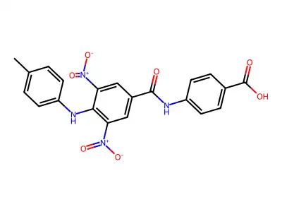 4-[4-(4-Methylanilino)-3,5-dinitrobenzamido]benzoic acid structure