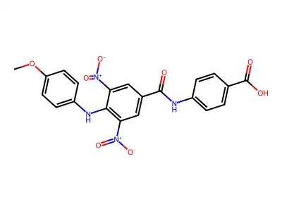 4-[4-(4-Methoxyanilino)-3,5-dinitrobenzamido]benzoic acid structure