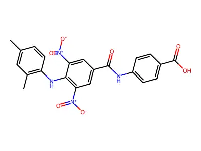4-[[4-(2,4-Dimethylanilino)-3,5-dinitrobenzoyl]amino]benzoic acid structure