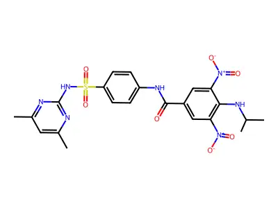 N-[4-[(4,6-dimethylpyrimidin-2-yl)sulfamoyl]phenyl]-3,5-dinitro-4-(propan-2-ylamino)benzamide structure