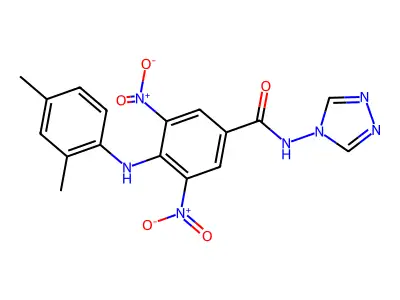 4-(2,4-dimethylanilino)-3,5-dinitro-N-(1,2,4-triazol-4-yl)benzamide structure