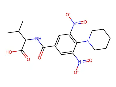N-[3,5-Dinitro-4-(piperidin-1-yl)benzoyl]valine structure