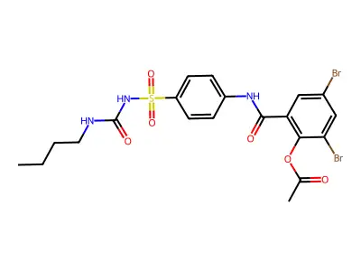 [2,4-dibromo-6-[[4-(butylcarbamoylsulfamoyl)phenyl]carbamoyl]phenyl] Acetate structure