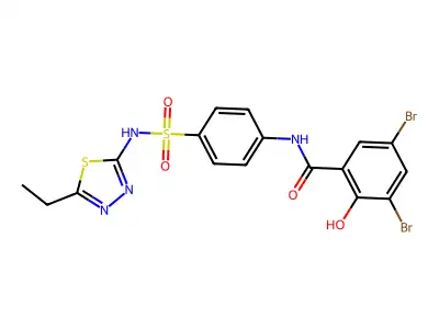 3,5-dibromo-N-[4-[(5-ethyl-1,3,4-thiadiazol-2-yl)sulfamoyl]phenyl]-2-hydroxybenzamide structure