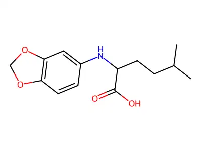 2-(1,3-Benzodioxol-5-ylamino)-5-methylhexanoic acid structure