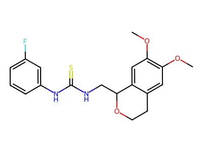 N-((3,4-Dihydro-6,7-dimethoxy-1H-2-benzopyran-1-yl)methyl)-N'-(3-fluorophenyl)thiourea structure