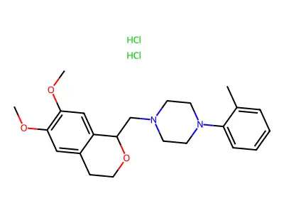 1-((3,4-Dihydro-6,7-dimethoxy-1H-2-benzopyran-1-yl)methyl)-4-(2-methylphenyl)piperazine 2HCl structure