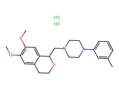 1-((3,4-Dihydro-6,7-dimethoxy-1H-2-benzopyran-1-yl)methyl)-4-(3-methylphenyl)piperazine 2HCl structure
