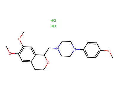 1-((3,4-Dihydro-6,7-dimethoxy-1H-2-benzopyran-1-yl)methyl)-4-(4-methoxyphenyl)piperazine 2HCl structure