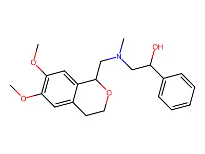Benzenemethanol, alpha-((((3,4-dihydro-6,7-dimethoxy-1H-2-benzopyran-1-yl)methyl)methylamino)methyl)- structure