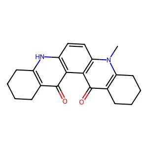 5-methyl-2,3,4,8,9,10,11,12-octahydro-1H-quinolino[3,2-a]acridine-13,14-dione structure