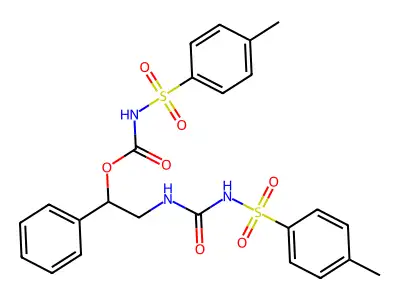 1-Phenyl-2-(3-tosylureido)ethyltosylcarbamate structure