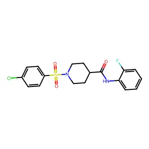 1-(4-chlorophenyl)sulfonyl-N-(2-fluorophenyl)piperidine-4-carboxamide structure