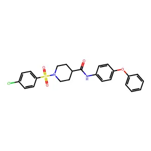 1-(4-chlorophenyl)sulfonyl-N-(4-phenoxyphenyl)piperidine-4-carboxamide structure