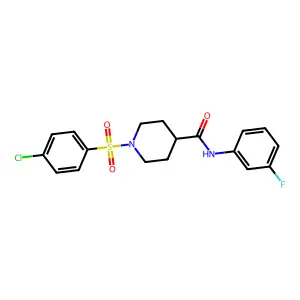 1-(4-chlorophenyl)sulfonyl-N-(3-fluorophenyl)piperidine-4-carboxamide structure