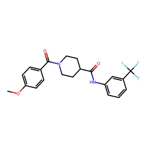 1-(4-methoxybenzoyl)-N-[3-(trifluoromethyl)phenyl]piperidine-4-carboxamide structure
