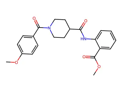 Methyl 2-[1-(4-methoxybenzoyl)piperidine-4-amido]benzoate structure