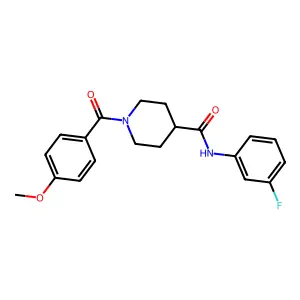 N-(3-fluorophenyl)-1-(4-methoxybenzoyl)piperidine-4-carboxamide structure