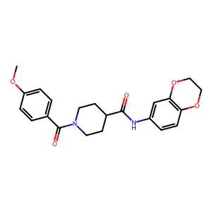 N-(2,3-dihydro-1,4-benzodioxin-6-yl)-1-(4-methoxybenzoyl)piperidine-4-carboxamide structure