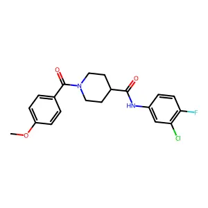 N-(3-chloro-4-fluorophenyl)-1-(4-methoxybenzoyl)piperidine-4-carboxamide structure